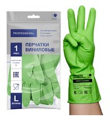Перчатки хоз. виниловые АДМ (зеленые ), инд.упак.